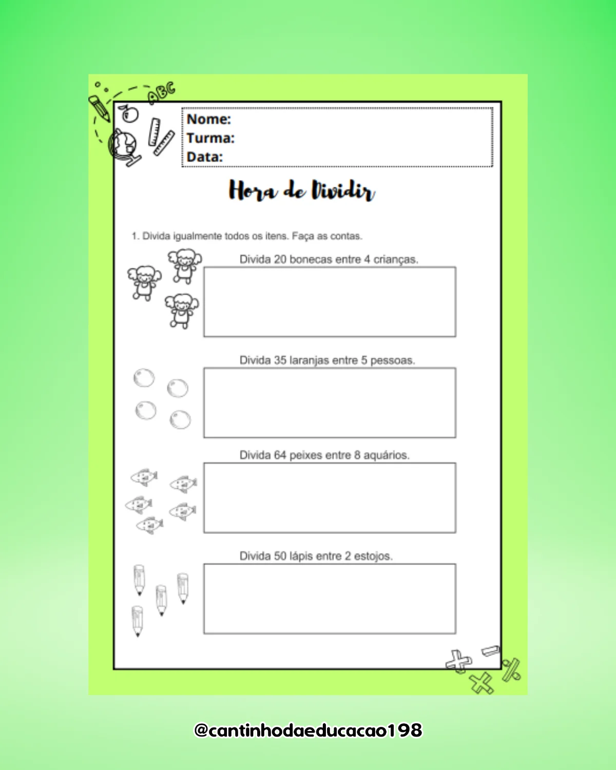 Apostila de divisão – 2º ano – PDF para Imprimir — amostra 5: Um material lúdico e prático para introduzir e desenvolver o… Apostila de divisão – 2º ano – PDF para Imprimir — amostra 5: Um material lúdico e prático para introduzir e desenvolver o…