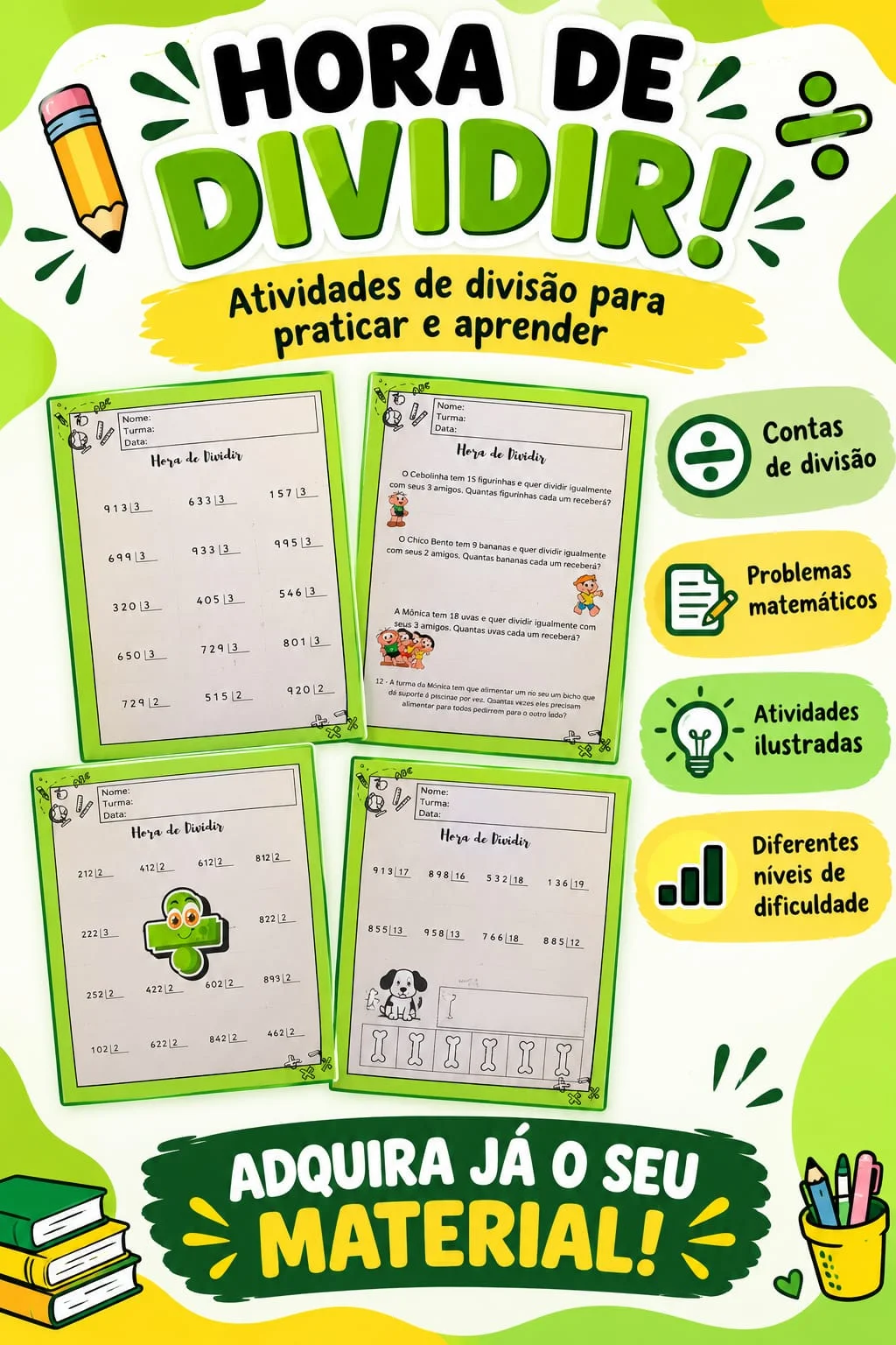 Apostila de Divisão em PDF - conhecendo os conceitos da divisão — amostra 1: Apostila de Matemática com atividades de… Apostila de Divisão em PDF - conhecendo os conceitos da divisão — amostra 1: Apostila de Matemática com atividades de…