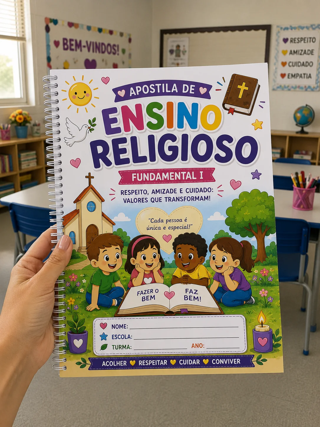 ✨📚 APOSTILA DE ENSINO RELIGIOSO – FUNDAMENTAL I ✨ — capa do material