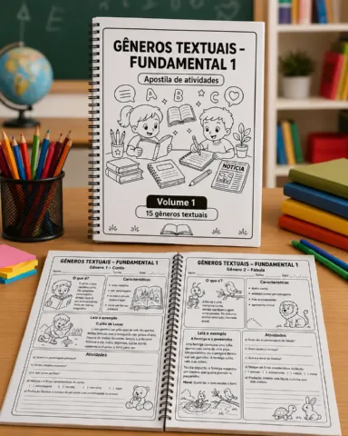 Apostila de Gêneros Textuais – Fundamental 1 — amostra 3: Apostila com 15 gêneros textuais para o Fundamental 1, com…