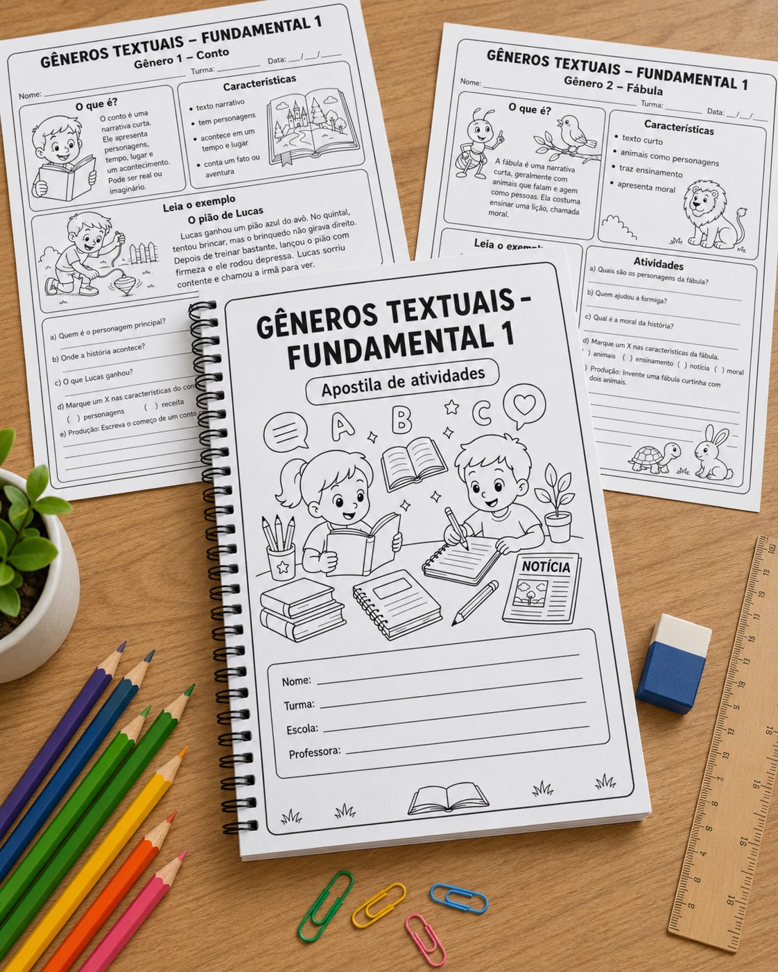 Apostila de Gêneros Textuais – Volume 1 | 15 Gêneros- Fundamental 1 — amostra 1: Uma apostila completa e prática para…
