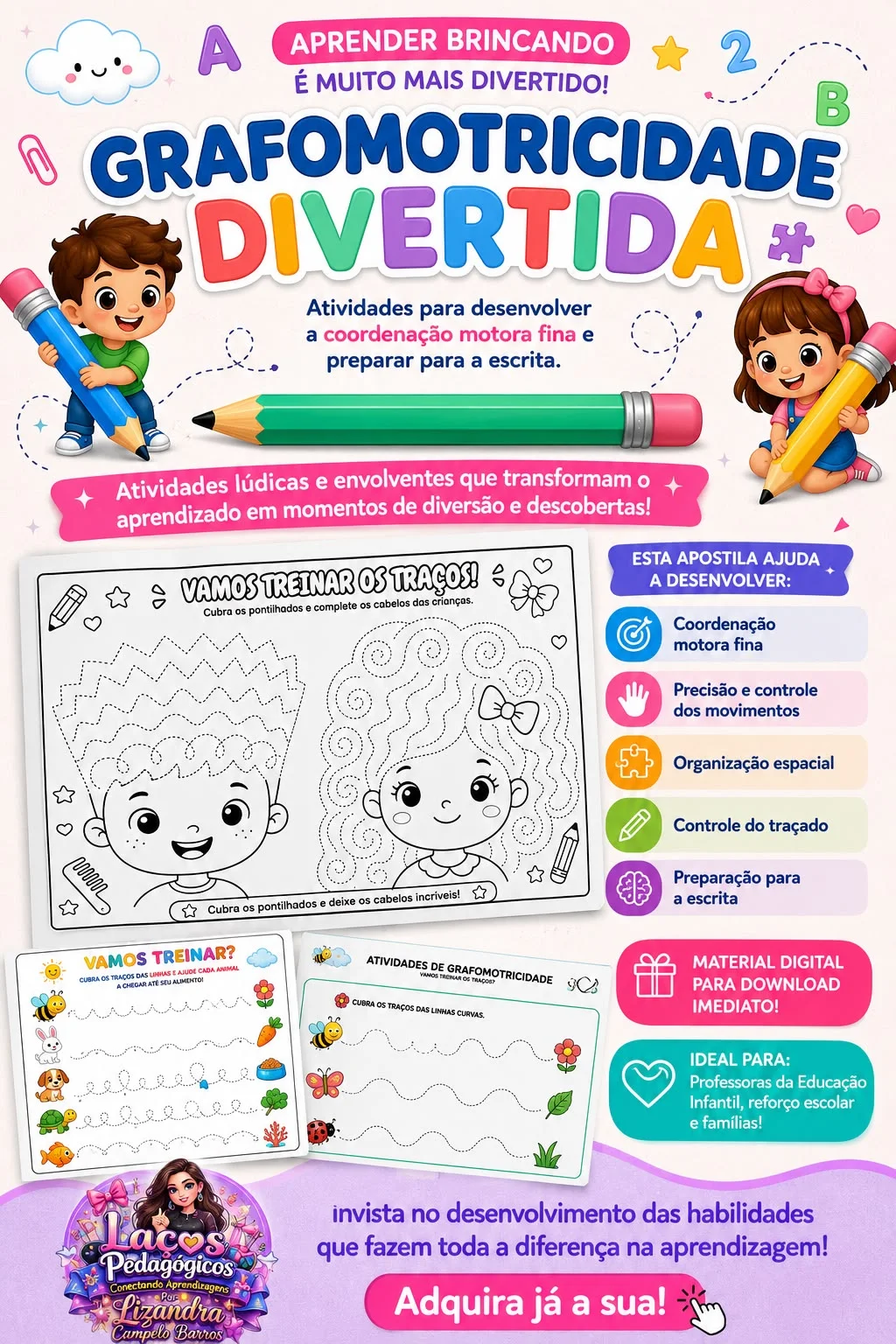 Apostila de Grafomotricidade Infantil: Coordenação Motora — Alfabetização para Educação Infantil: Prepare a criança para…