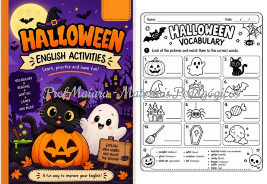 Apostila de Inglês Halloween para Imprimir — amostra 1: Apostila de Inglês Halloween para Imprimir