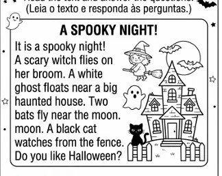 Apostila de Inglês Halloween para Imprimir — amostra 2: Material pedagógico digital com temática de Halloween para…
