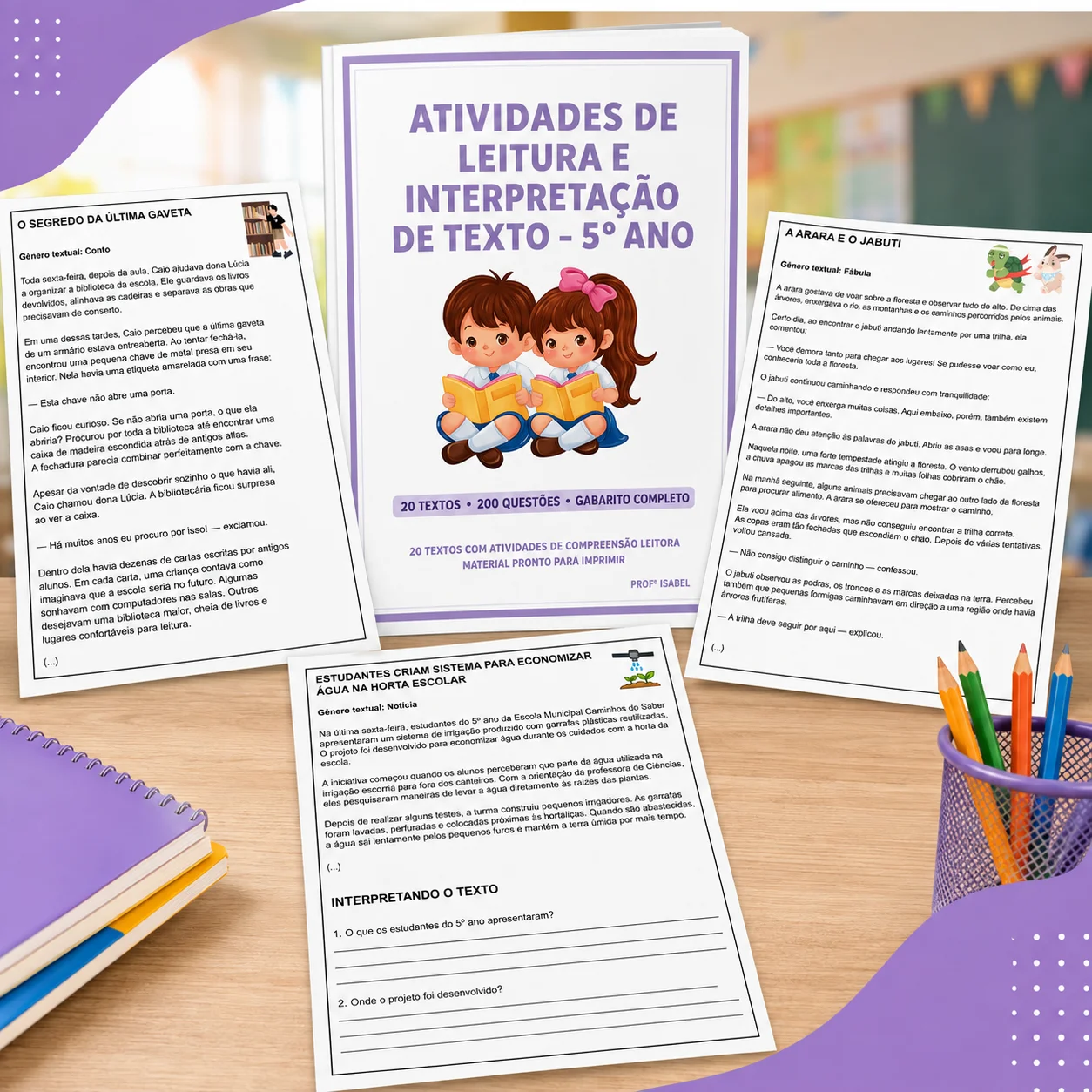 Apostila de Interpretação de Texto 5º Ano – PDF com Gabarito — capa do material