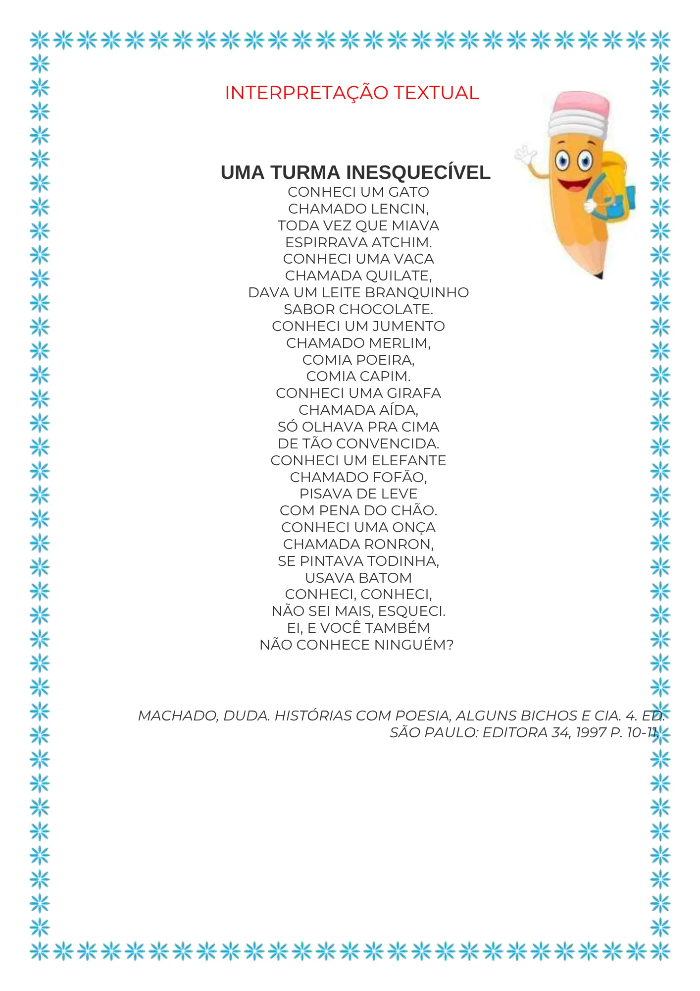 Apostila de Interpretação de Textos 1º e 2º Ano — amostra 2: Apostila com 20 páginas de textos curtos em letra CAIXA ALTA e…