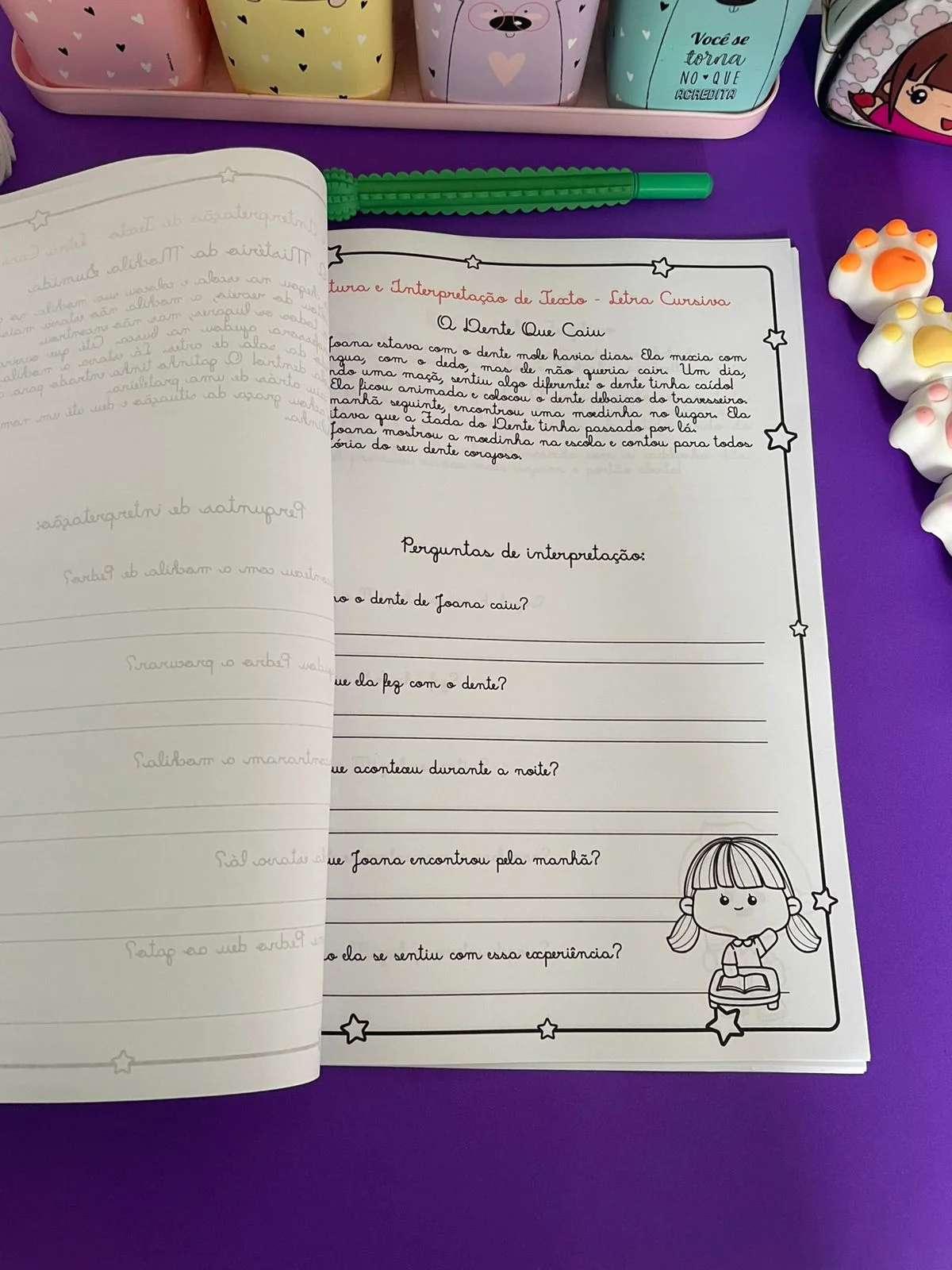 Apostila de leitura e interpretação com letra cursiva, caligrafia — amostra 1: 📚✍️ APOSTILA DE LEITURA E INTERPRETAÇÃO –…