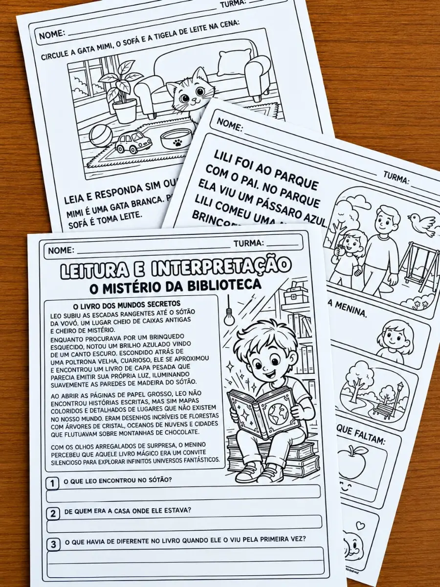 Apostila de Leitura e Interpretação de Texto 1º ao 5º Ano + Fichas Pedagógicas BNCC — amostra 5: Kit pedagógico com…