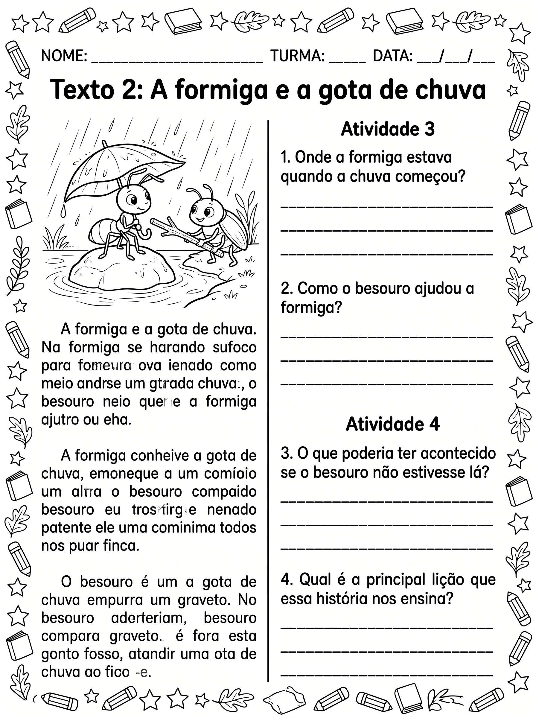 Apostila de Leitura e Interpretação de Texto 4º Ano — amostra 2: O que está incluído no material?