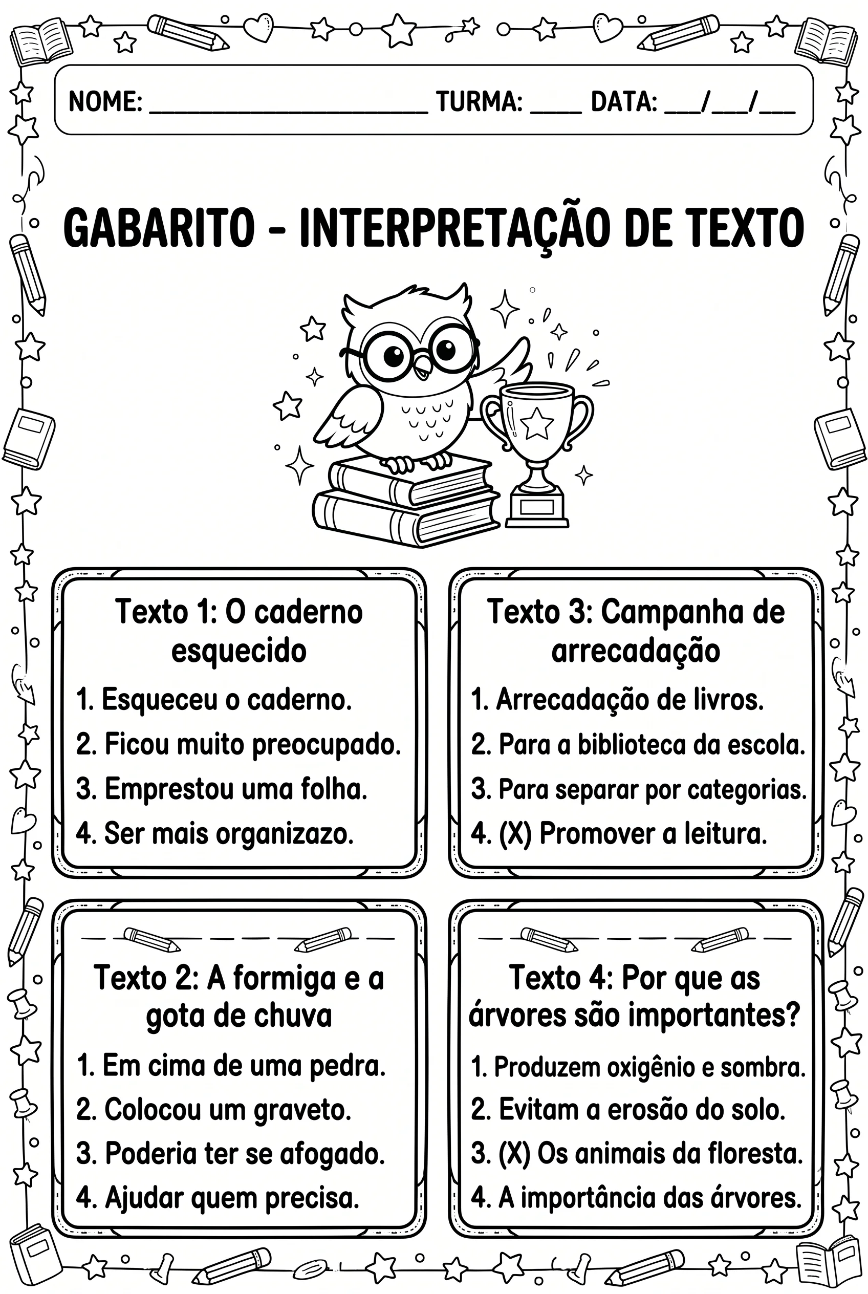 Apostila de Leitura e Interpretação de Texto 4º Ano — amostra 5: Informações sobre o material