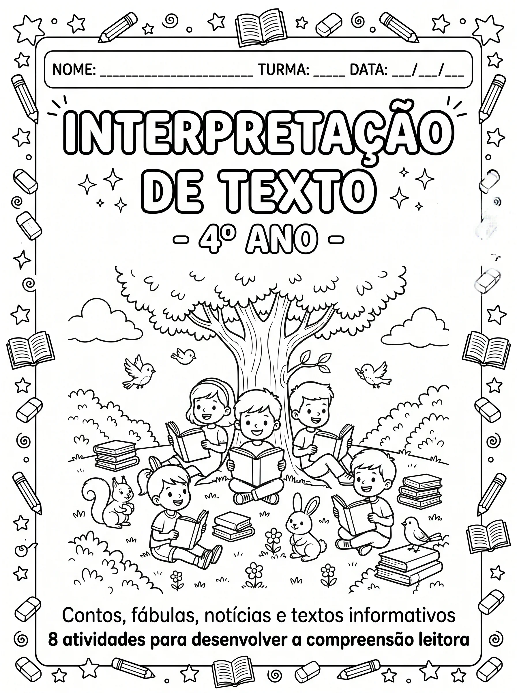 Apostila de Leitura e Interpretação de Texto 4º Ano — capa do material
