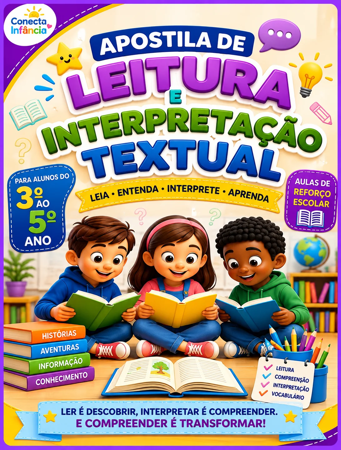 Apostila de Leitura e Interpretação Textual — Português para 3º ano: Apostila com 32 páginas de leitura e interpretação…