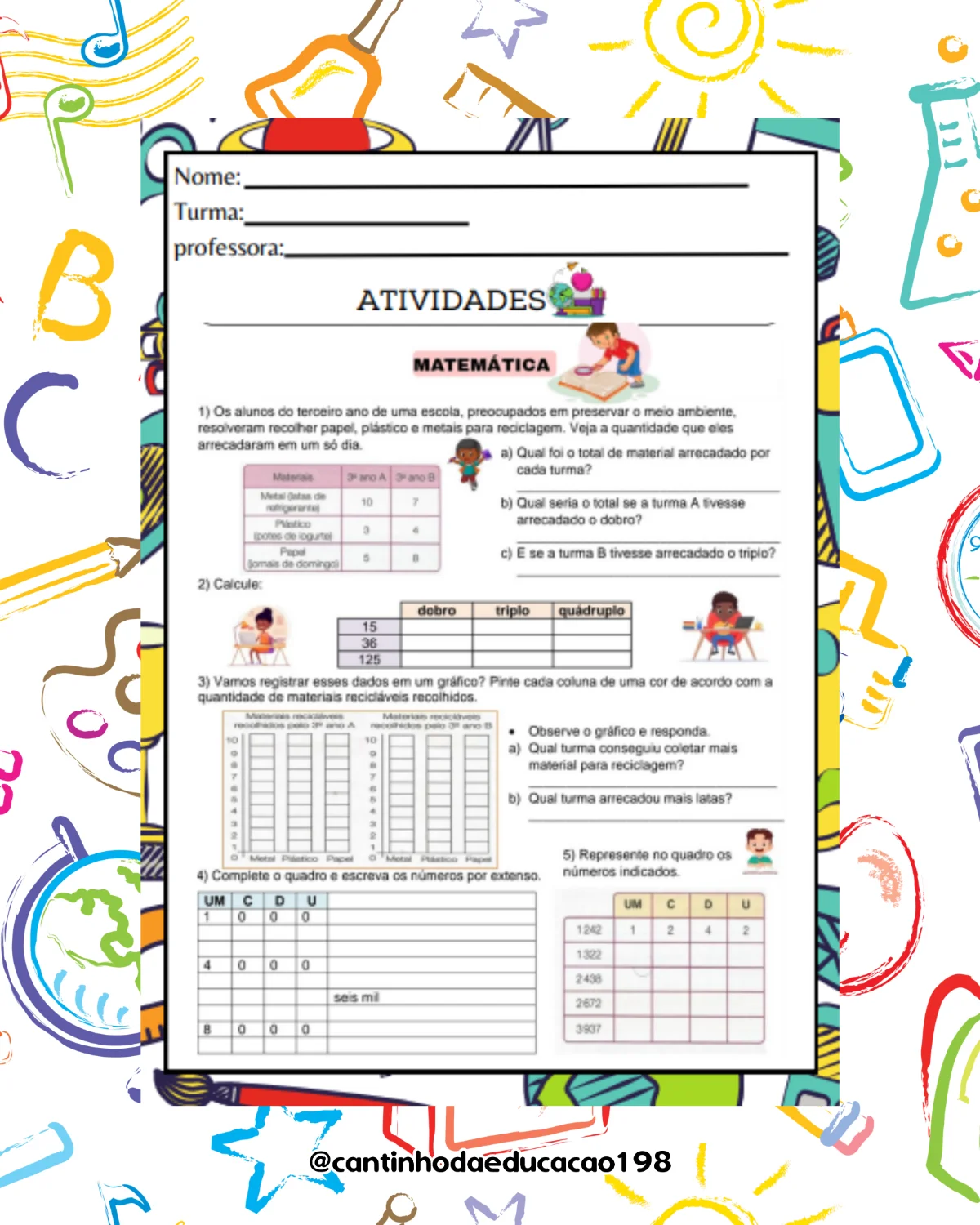 Apostila de matemática – 3º e 4º ano – PDF para Imprimir — amostra 5: Um material completo para praticar e reforçar os…