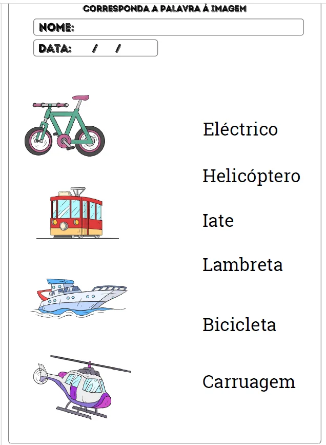 APOSTILA DE MEIOS DE TRANSPORTE - ANOS INICIAIS — amostra 3: Um material super divertido para trabalhar leitura, escrita e…