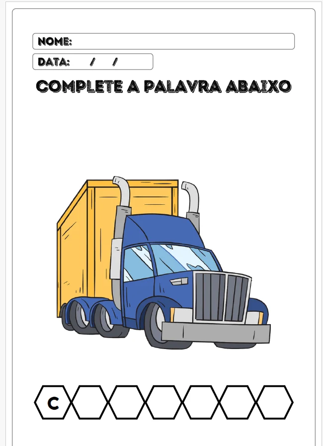 APOSTILA DE MEIOS DE TRANSPORTE - ANOS INICIAIS — amostra 5: Um material super divertido para trabalhar leitura, escrita e…