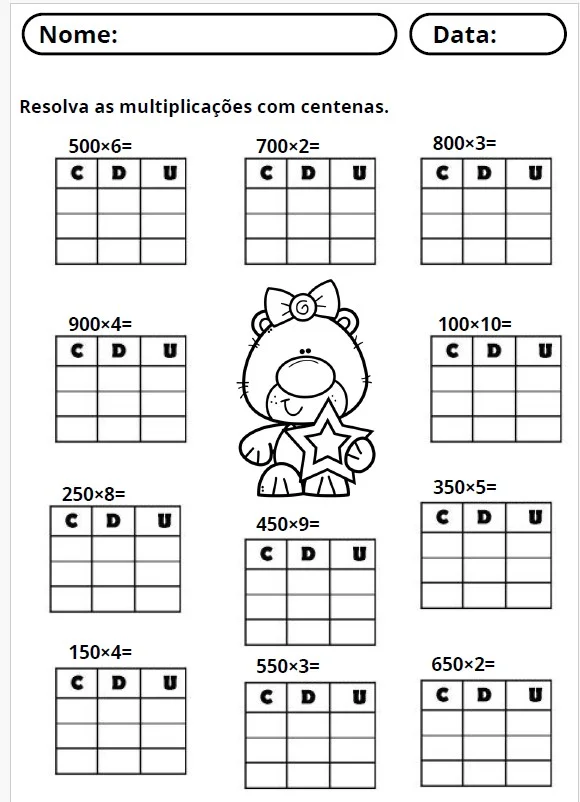 APOSTILA DE MULTIPLICAÇÃO COM TABUADA INTERATIVA - ENSINO FUNDAMENTAL — amostra 3: Este material pode deixar esse…