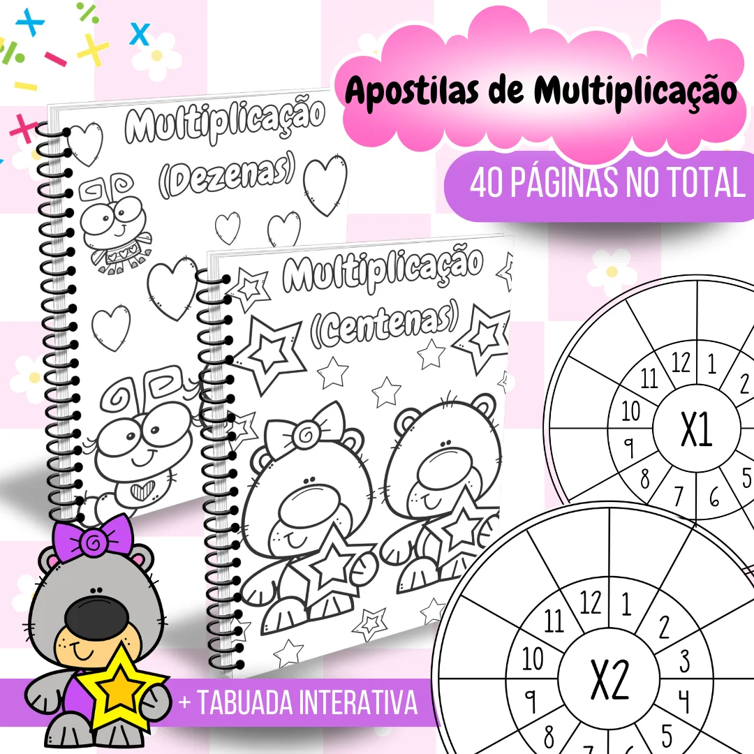 Apostila de multiplicação dezenas e centenas + Tabuada interativa — amostra 4: 📘✨ Pacote Apostilas de Multiplicação ✨✏️…
