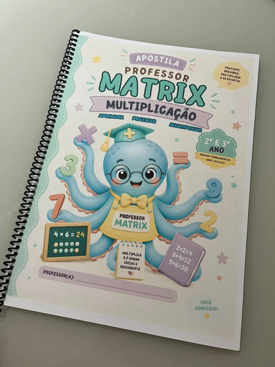 Apostila de Multiplicação Professor Matrix - 2° e 3° anos — amostra 7: O simpático Professor Matrix, um polvo professor…
