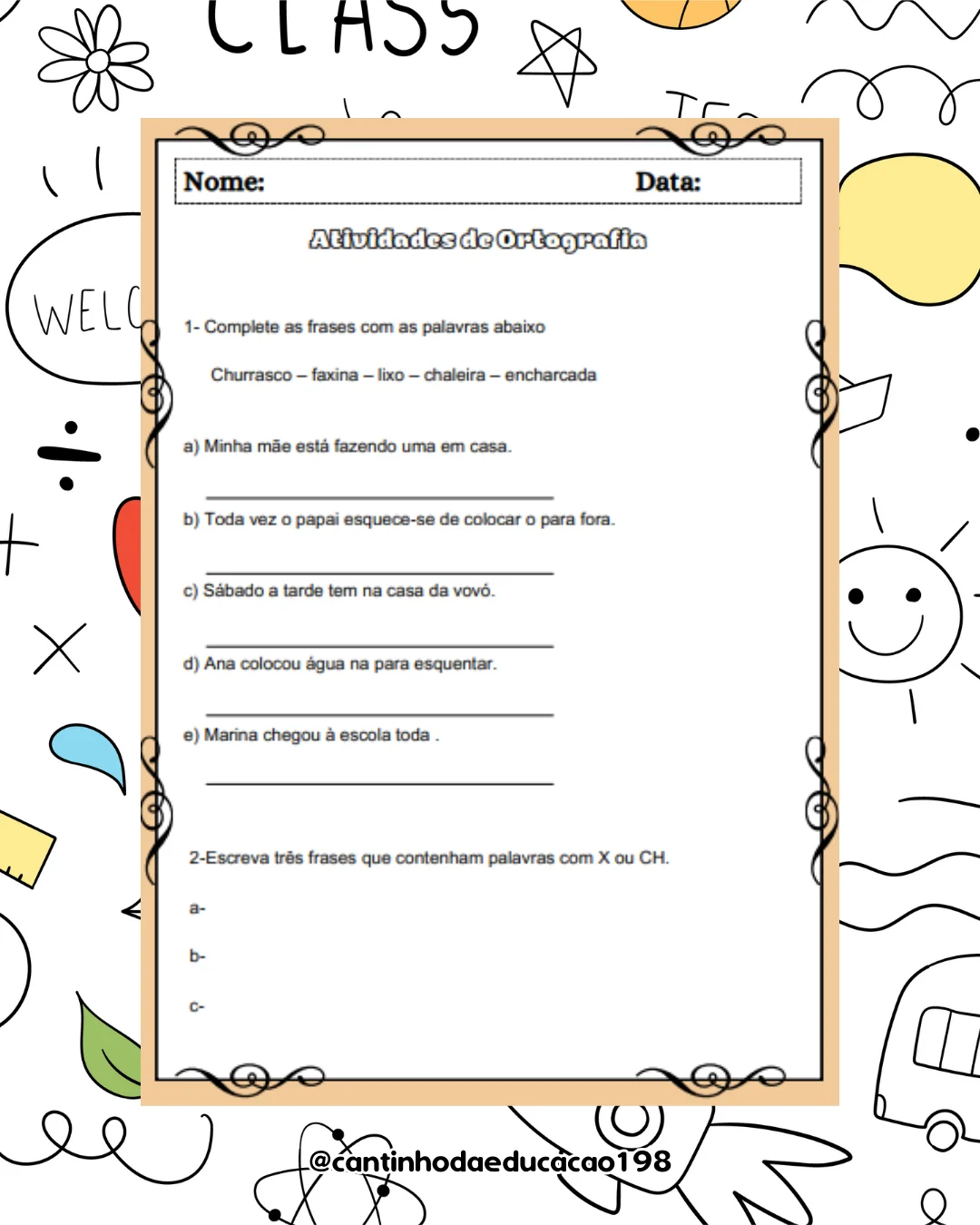 Apostila de ortografia – 4º ano – PDF para Imprimir — amostra 1: O que vem no material