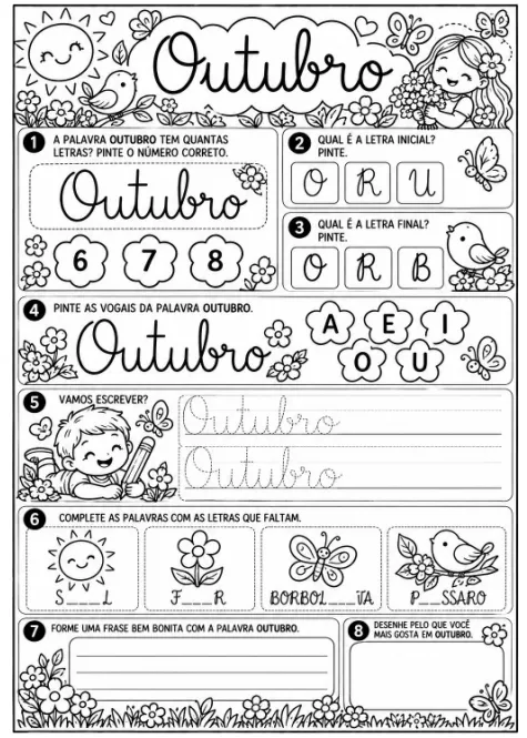 🍭📚 APOSTILA DE OUTUBRO – ALFABETIZAÇÃO ✏️🎃 — amostra 2: Deixe as aulas de outubro ainda mais divertidas, organizadas e…