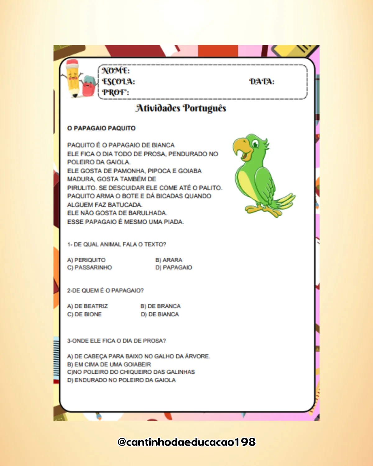 Apostila de português – 3º ano – PDF para Imprimir — amostra 3: Um material prático para reforçar a leitura, a escrita e os…