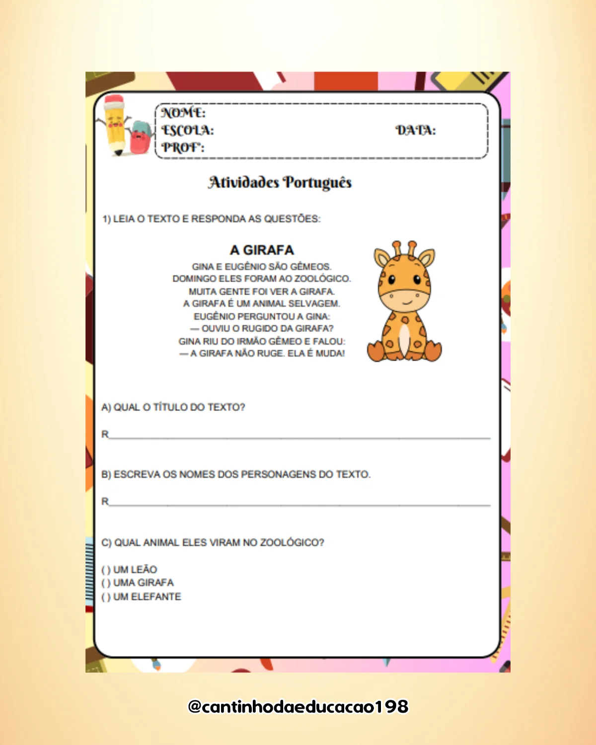 Apostila de português – 3º ano – PDF para Imprimir — amostra 4: Um material prático para reforçar a leitura, a escrita e os…