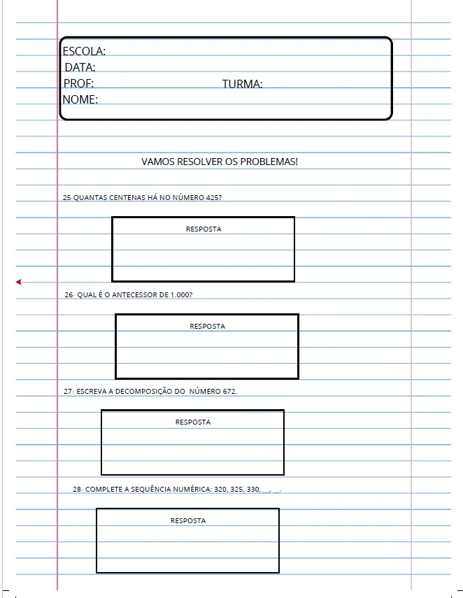 Apostila de Problemas Matemáticos - 3º Ano — amostra 3: Problemas envolvendo operações de adição, subtração, multiplicação…
