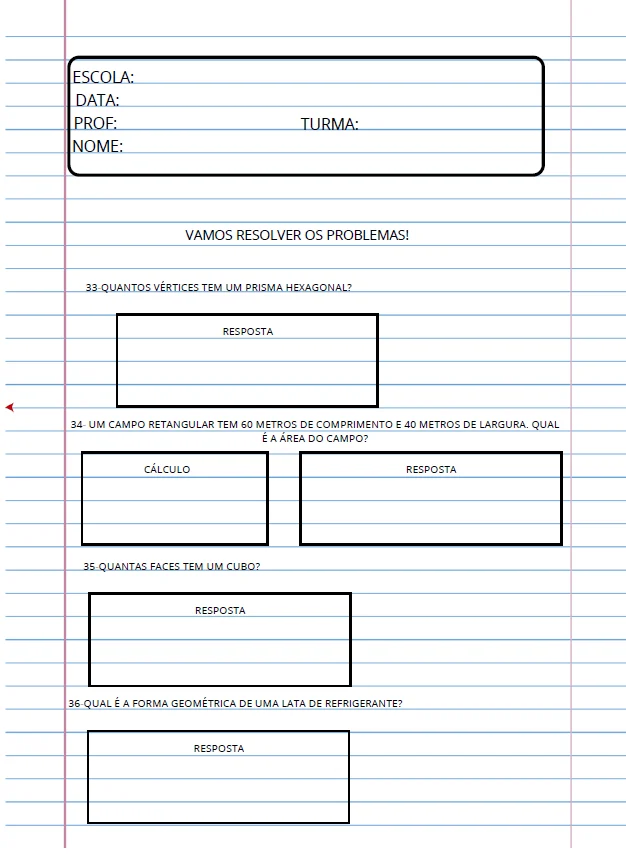 Apostila de Problemas Matemáticos - 4º Ano — amostra 3: Problemas envolvendo operações de adição, subtração, multiplicação…