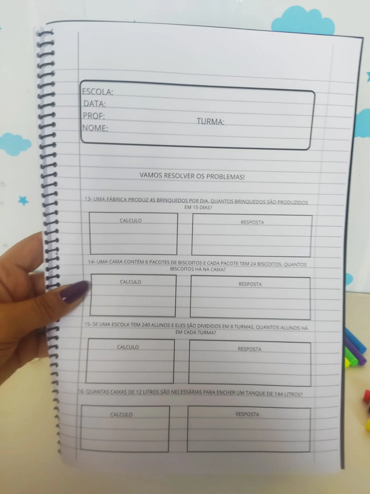 Apostila de Problemas Matemáticos - 4º Ano — amostra 4: Problemas envolvendo operações de adição, subtração, multiplicação…