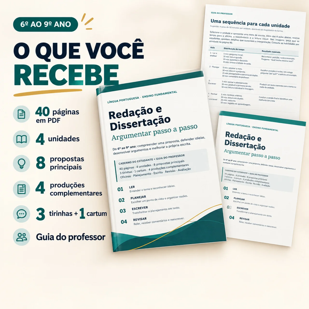 Apostila de Redação e Dissertação – 6º ao 9º ano — amostra 1: Apostila de redação do 6º ao 9º ano: 40 páginas em PDF,…