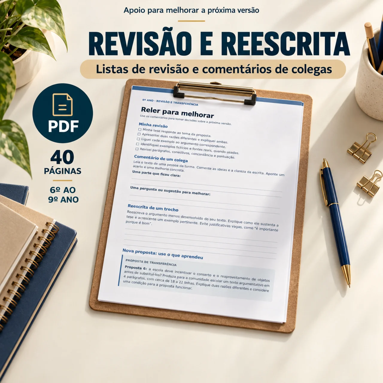 Apostila de Redação e Dissertação – 6º ao 9º ano — amostra 6: Apostila de redação do 6º ao 9º ano: 40 páginas em PDF,…