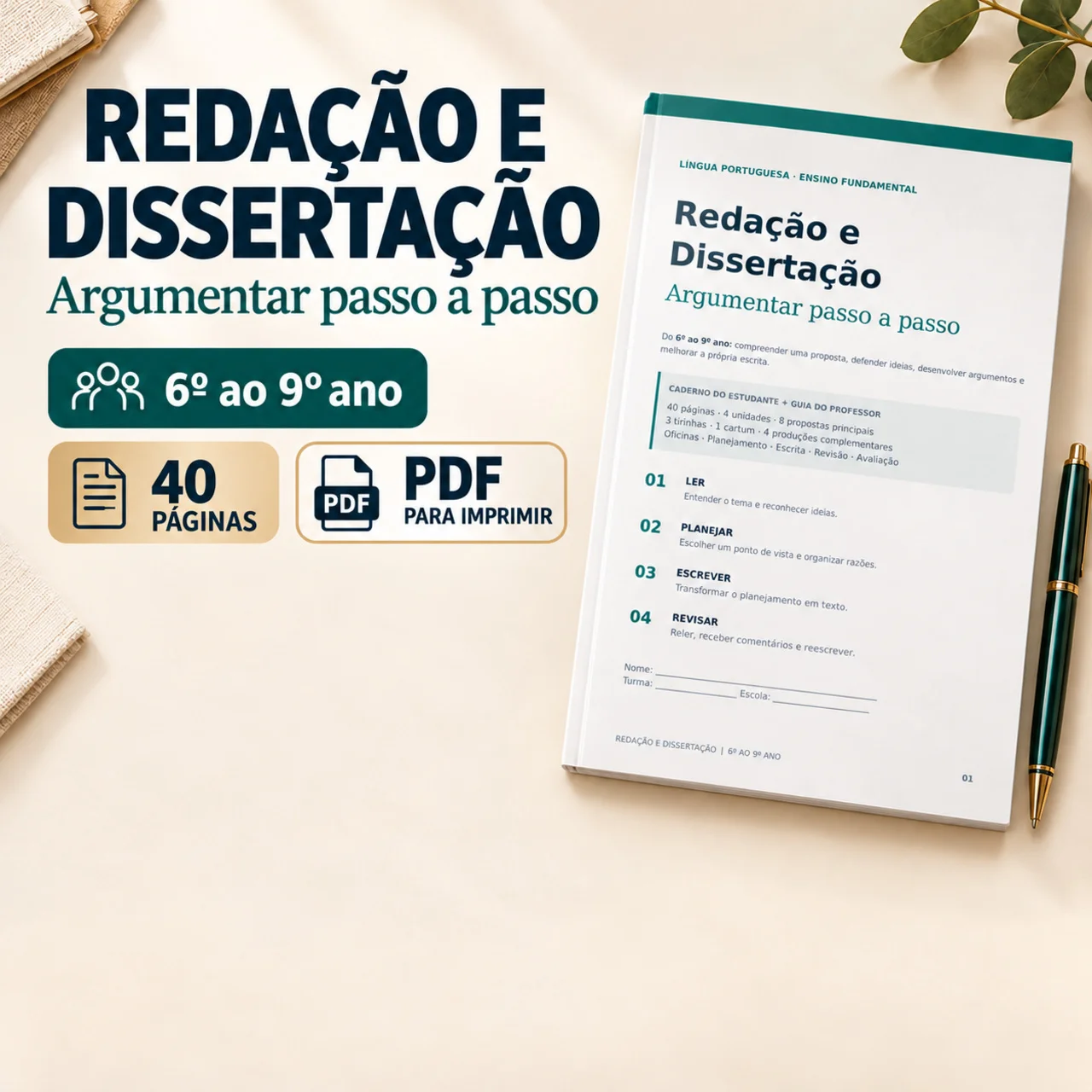Apostila de Redação e Dissertação – 6º ao 9º ano — capa do material