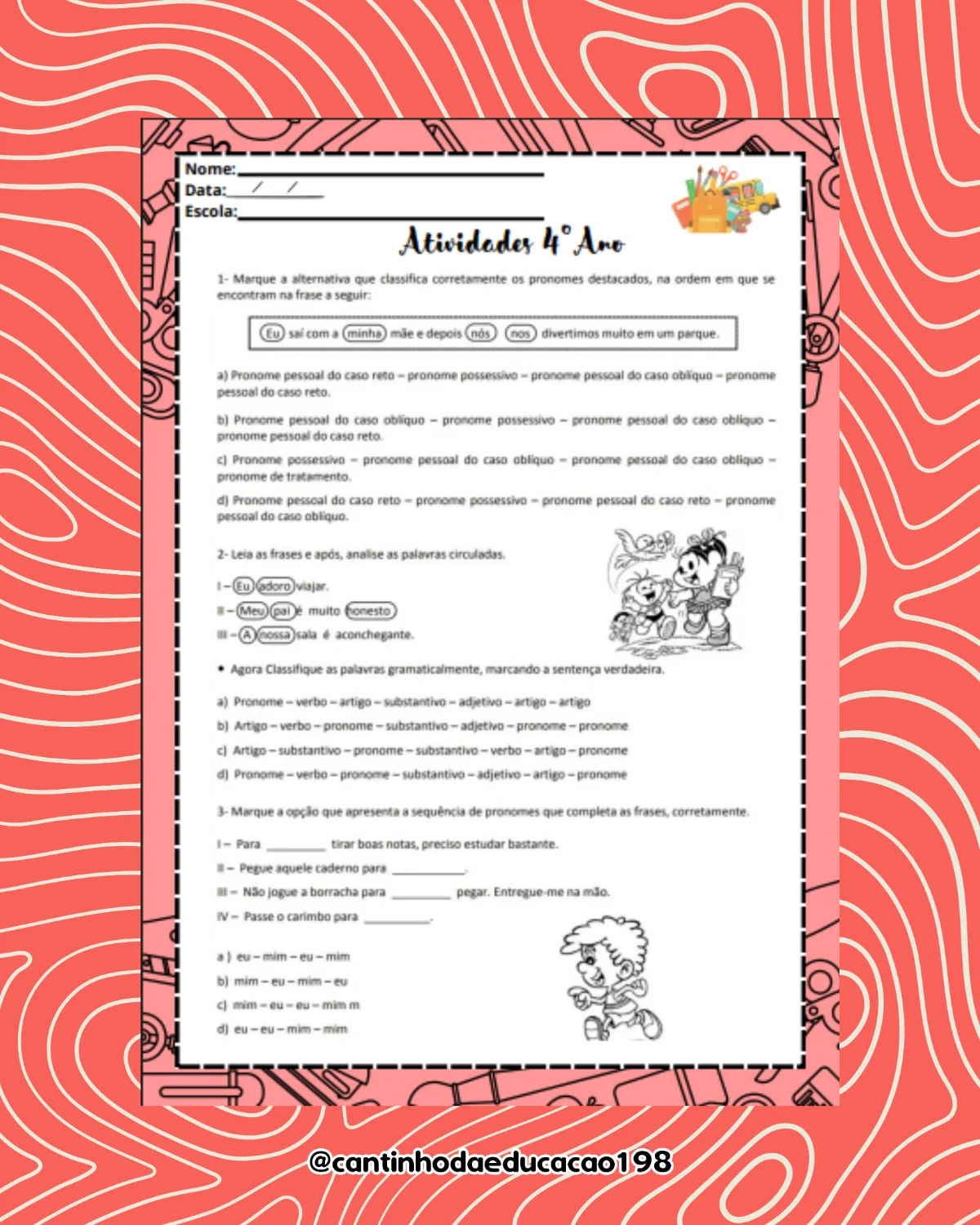 Apostila de reforço – 4º ano – PDF para Imprimir — amostra 1: O que vem no material