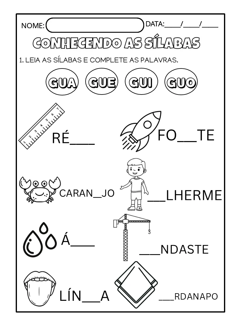 APOSTILA DE SÍLABAS COMPLEXAS | 28 ATIVIDADES DE ALFABETIZAÇÃO — amostra 5: Apostila elaborada para auxiliar no processo de…