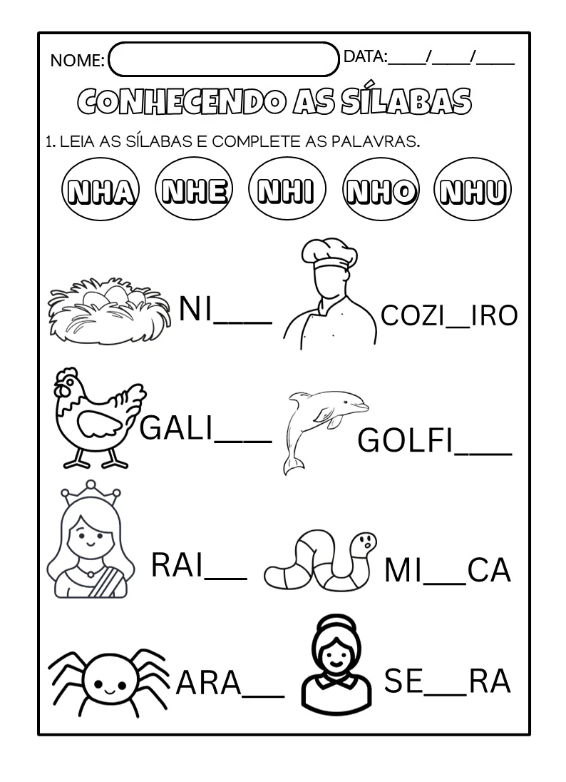 APOSTILA DE SÍLABAS COMPLEXAS | 28 ATIVIDADES DE ALFABETIZAÇÃO — amostra 6: Apostila elaborada para auxiliar no processo de…