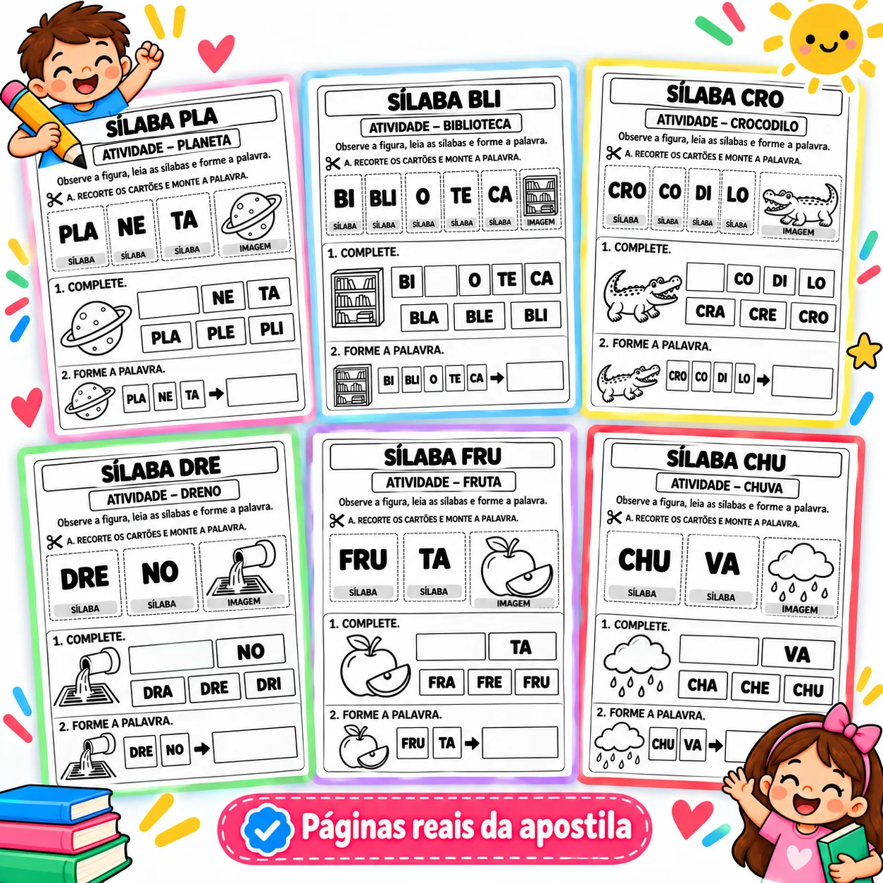 Sílabas Complexas – 95 Atividades de Alfabetização — amostra 4: Apostila em PDF com 95 atividades de sílabas complexas para…