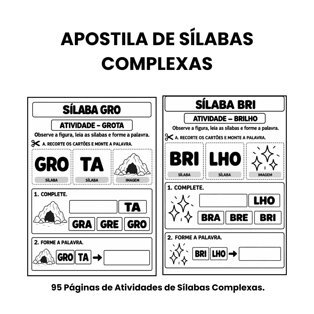 Sílabas Complexas – 95 Atividades de Alfabetização — capa do material