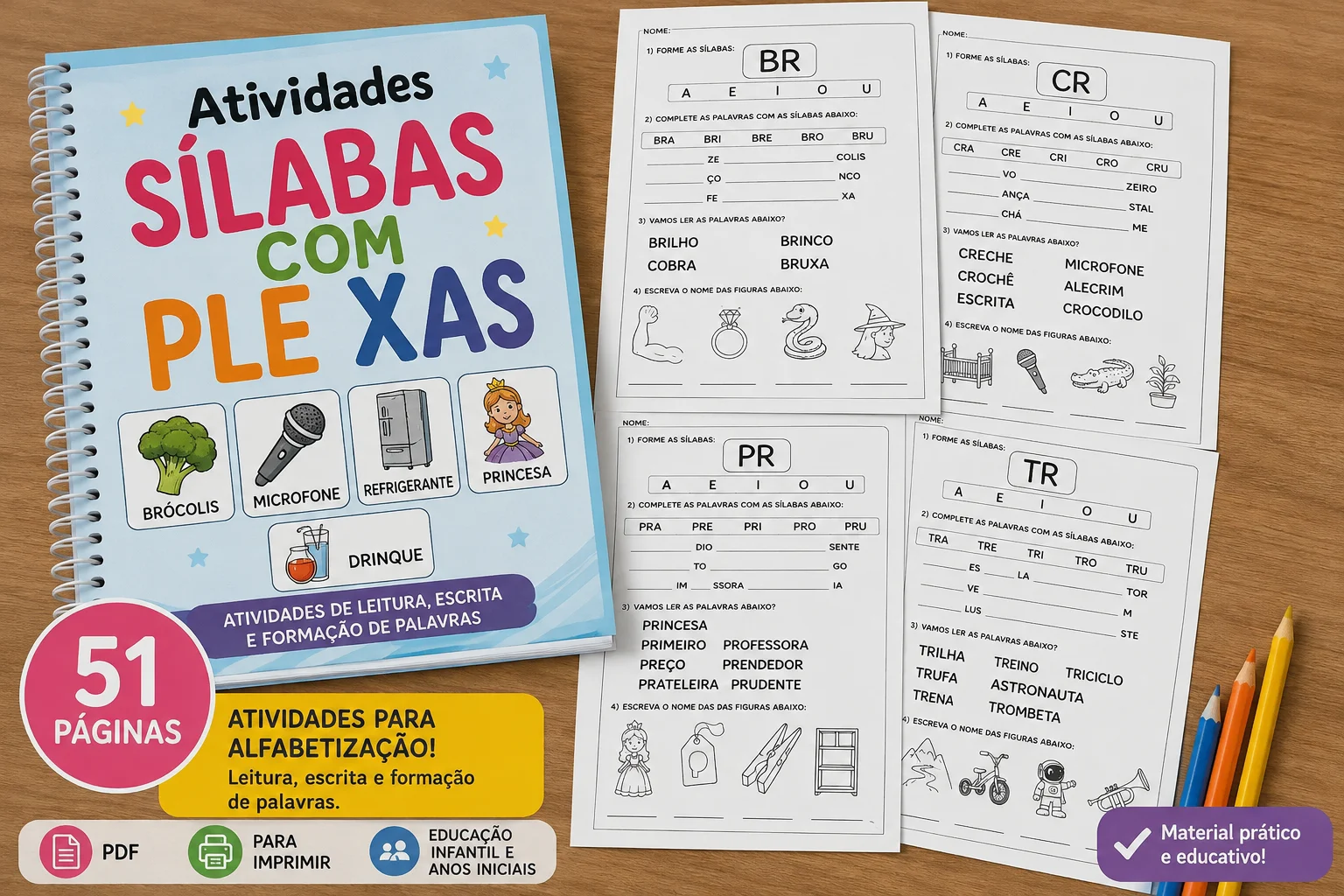Apostila de silabas complexas em PDF para imprimir — amostra 2: Que tal tornar as atividades de alfabetização ainda mais…