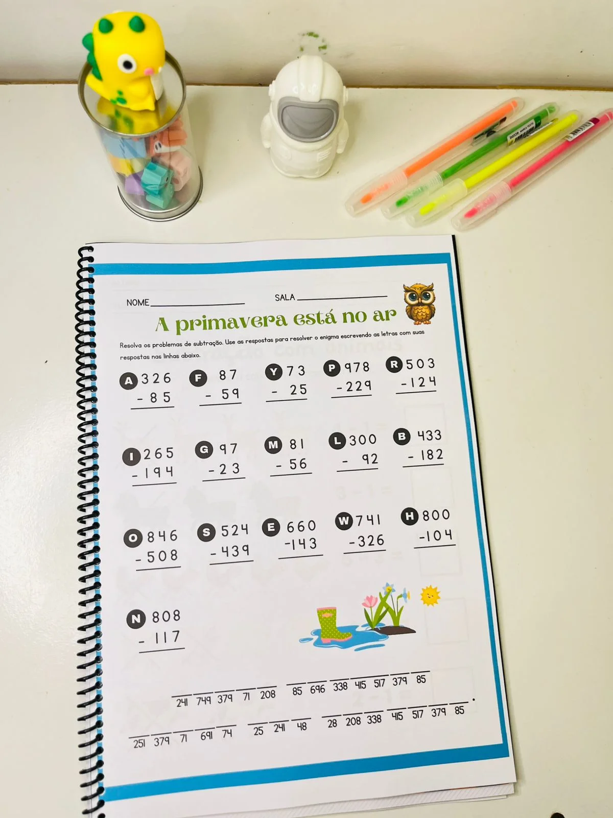 Apostila de Subtração Simples – Atividades de Matemática — amostra 2: Atividades de subtração simples com imagens, cálculos…