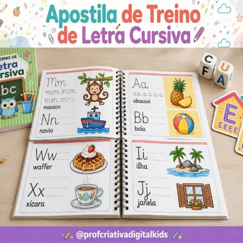 Apostila de Treino de Letra Cursiva - Alfabetização — capa do material