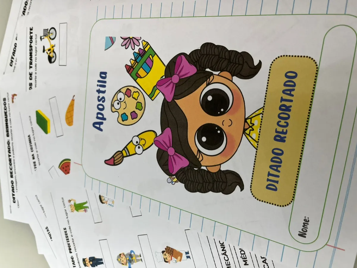 APOSTILA DITADO RECORTADO - IDEAL PARA ALFABETIZAÇÃO — amostra 2: Essa apostila de Ditado Recortado + Auto Ditado resolve…