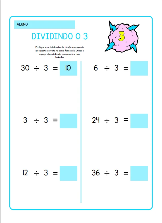APOSTILA DIVISÃO MATEMÁTICA - ANOS INICIAIS — amostra 7: A Apostila de Divisão foi preparada para auxiliar os alunos do…