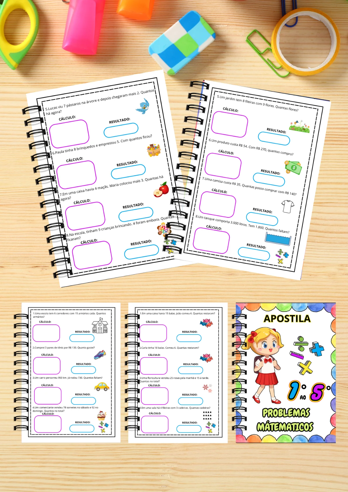 Apostila dos problemas Matemáticos : Atividades do 1º ao 5º ano — amostra 2: Apostila com 75 Problemas Matemáticos… Apostila dos problemas Matemáticos : Atividades do 1º ao 5º ano — amostra 2: Apostila com 75 Problemas Matemáticos…
