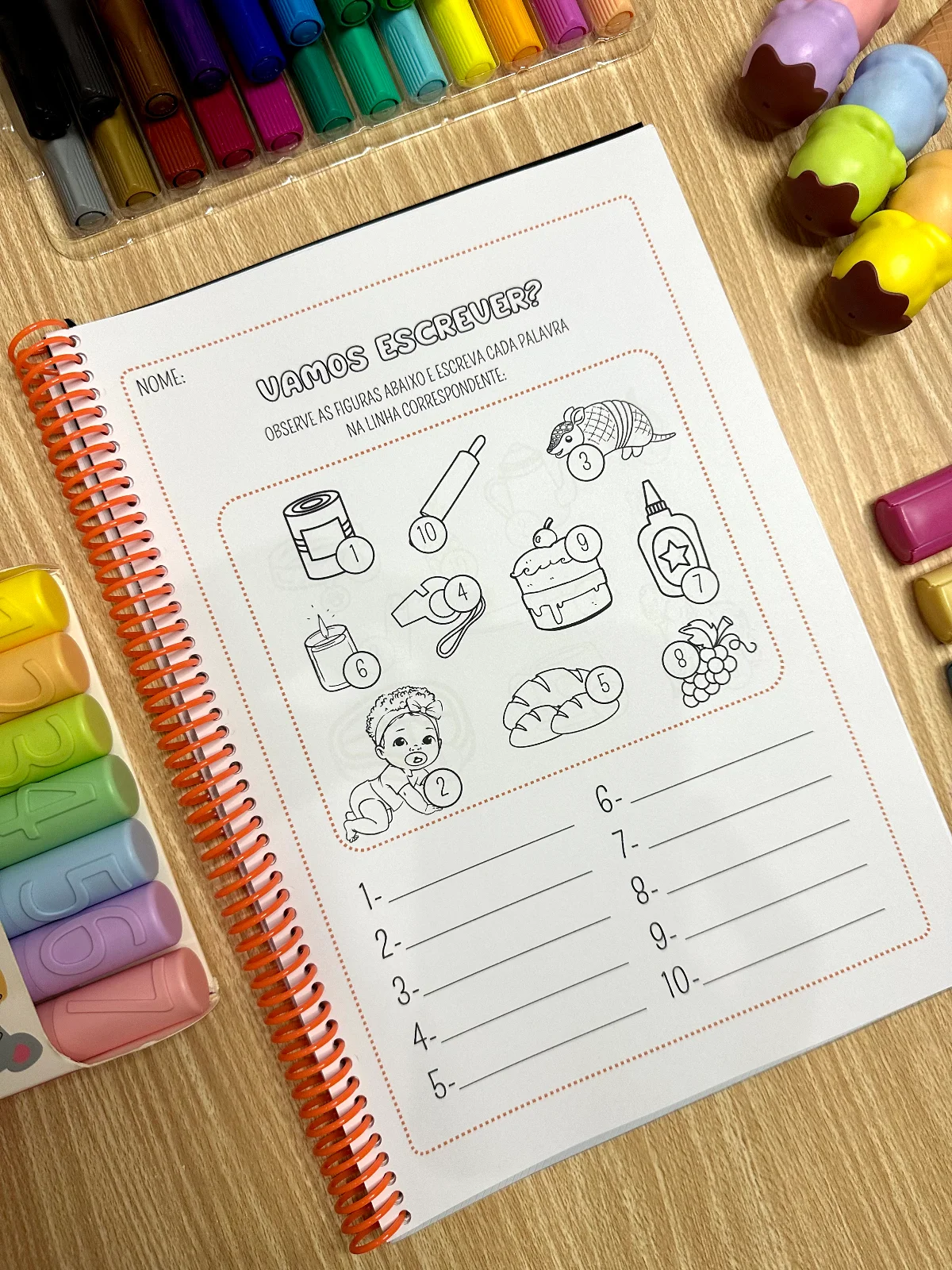 Apostila Escrita Enumerada: Atividades de Alfabetização e Vocabulário — amostra 3: Desenvolva a escrita de forma lógica e…