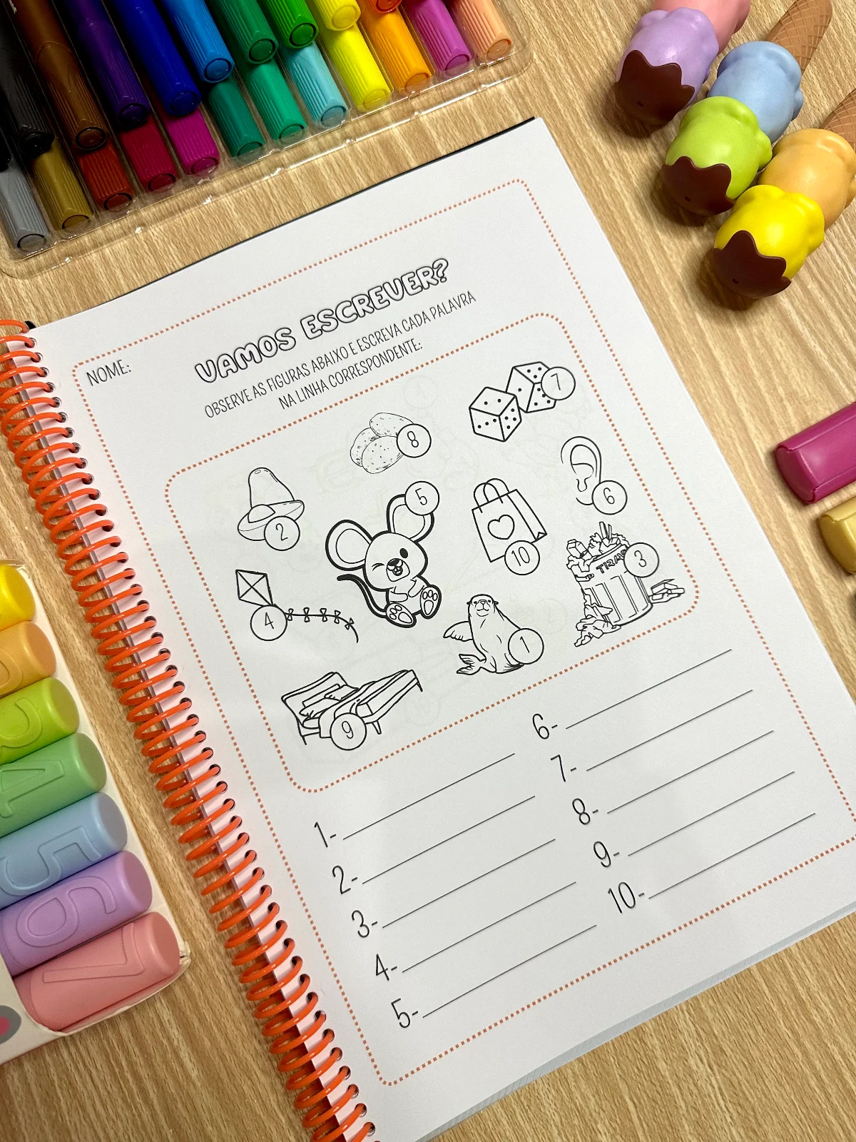 Apostila Escrita Enumerada: Atividades de Alfabetização e Vocabulário — amostra 5: Desenvolva a escrita de forma lógica e…