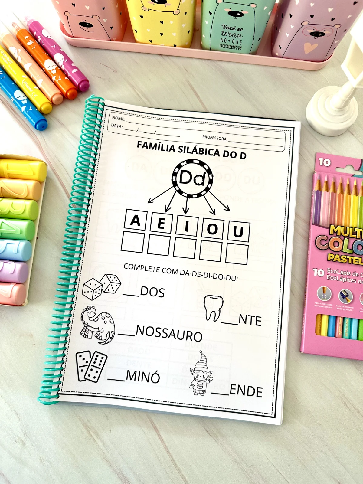 Apostila Família Silábica Simples – PDF para Imprimir | Alfabetização — amostra 1: O que vem no material
