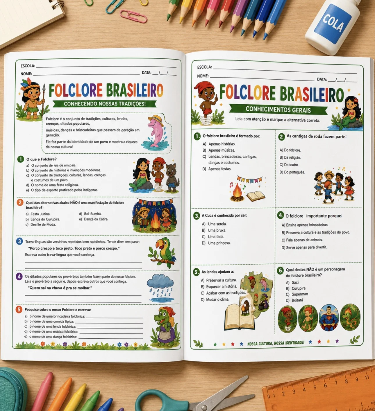 Apostila folclore — Datas comemorativas para 5º ano: 🍃✨ APOSTILA DE FOLCLORE BRASILEIRO ✨🍃 Que tal trabalhar o Folclore…