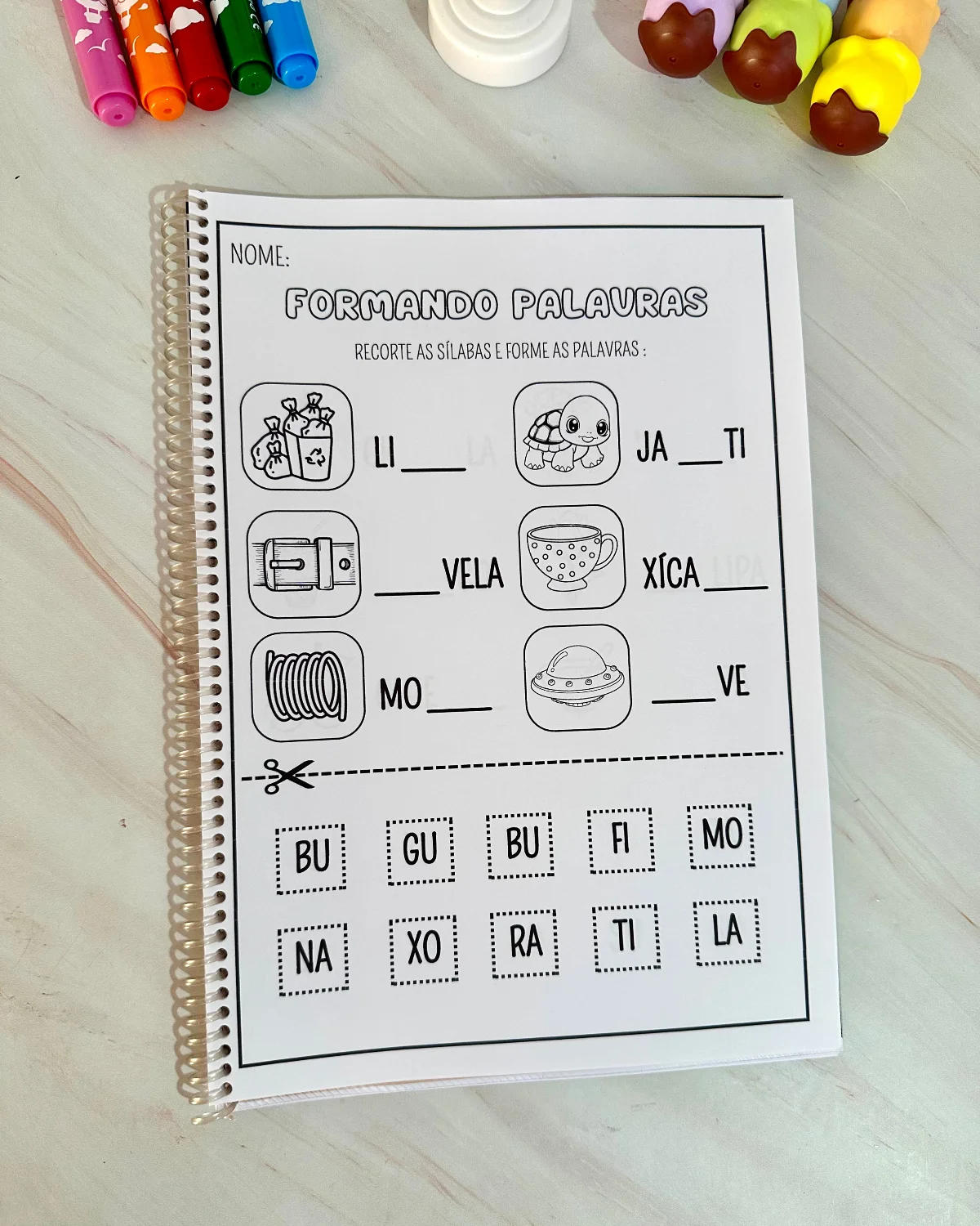 Apostila Formando Palavras: Atividades de Recorte e Colagem — amostra 4: Acelere a alfabetização com a Apostila Formando…