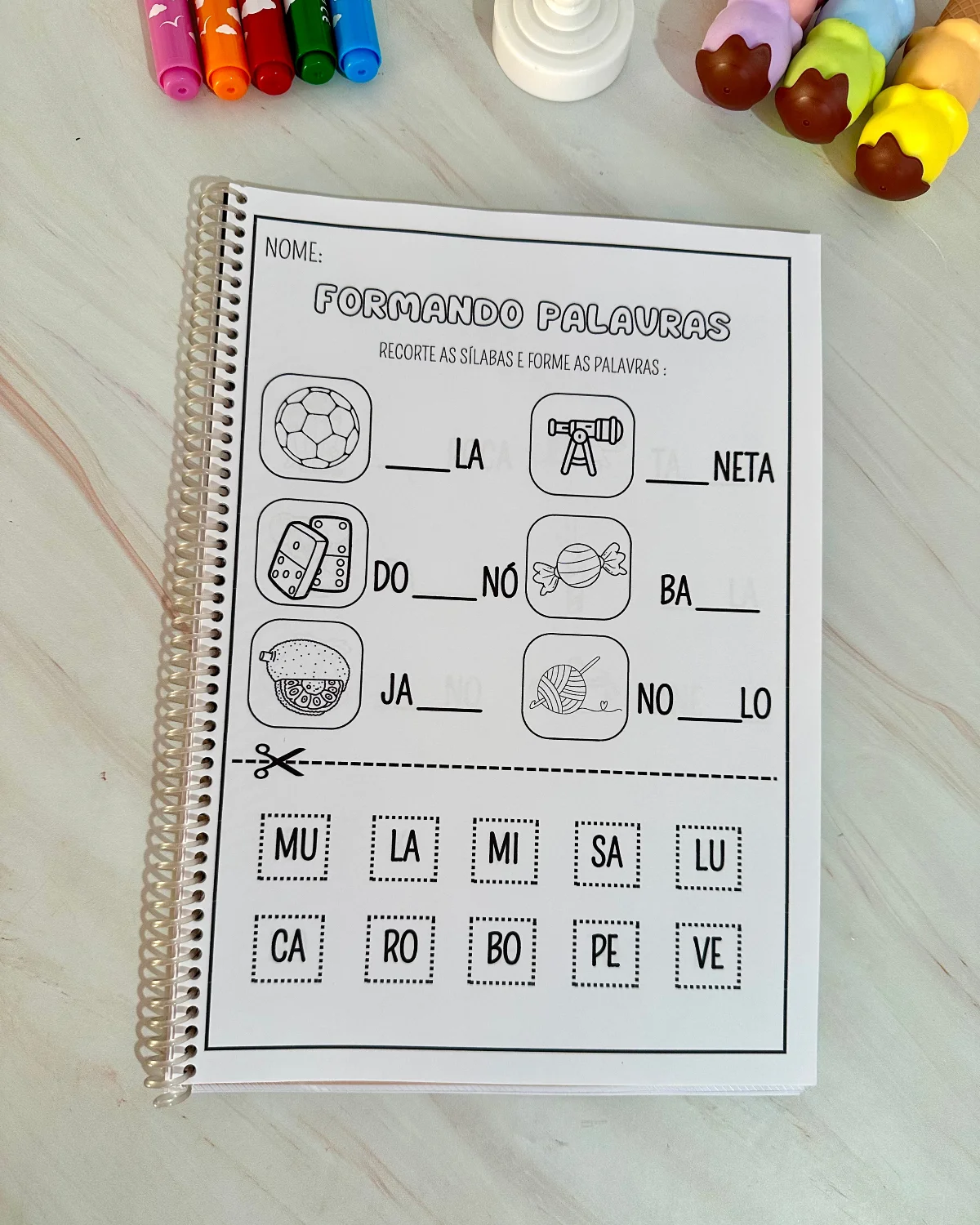 Apostila Formando Palavras: Atividades de Recorte e Colagem — amostra 5: Acelere a alfabetização com a Apostila Formando…