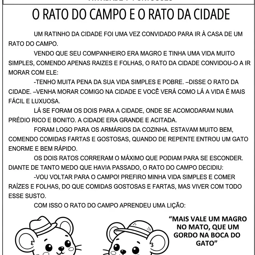 APOSTILA INTERDISCIPLINAR: RATINHOS DA CIDADE E CAMPO — amostra 1: Caderno interdisciplinar do 2º ano com atividades…